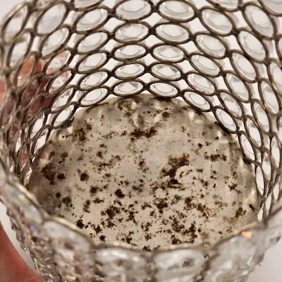 Glamorous Crystal Pillar Votive Holder, Hollywood Silver Decor, 5.25 x 4.5 - Picture 4 of 6